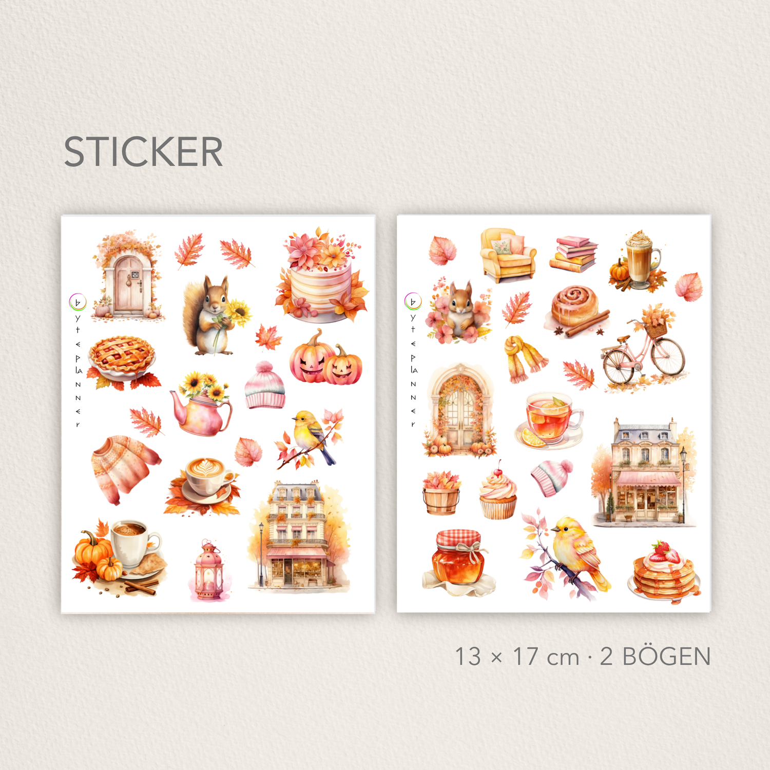 Herbst Sticker Set mit Motiven für Bullet Journal & Planer