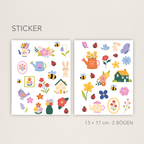 Garten Sticker mit Blumen, Bienen und Schmetterlinge