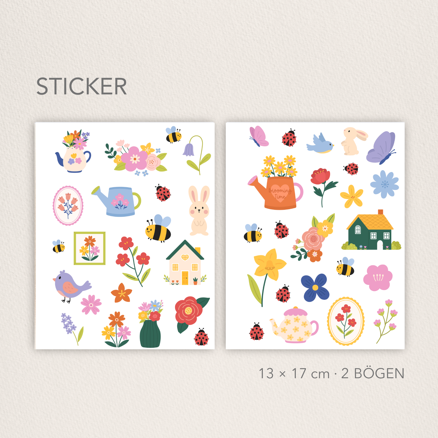 Garten Sticker mit Blumen, Bienen und Schmetterlinge