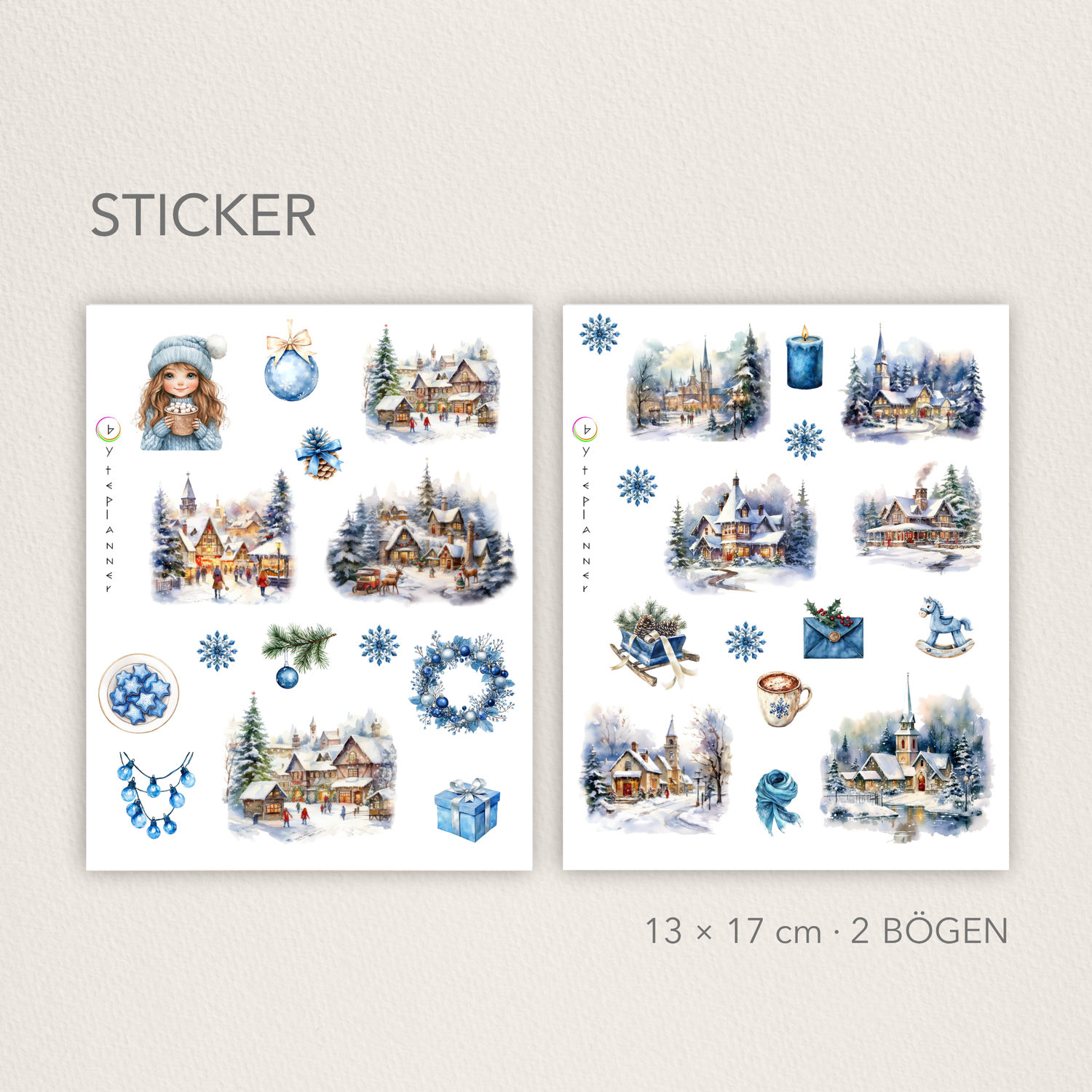 Ein winterlicher Moment zum Festhalten Aquarell-Sticker für deine Planerseiten