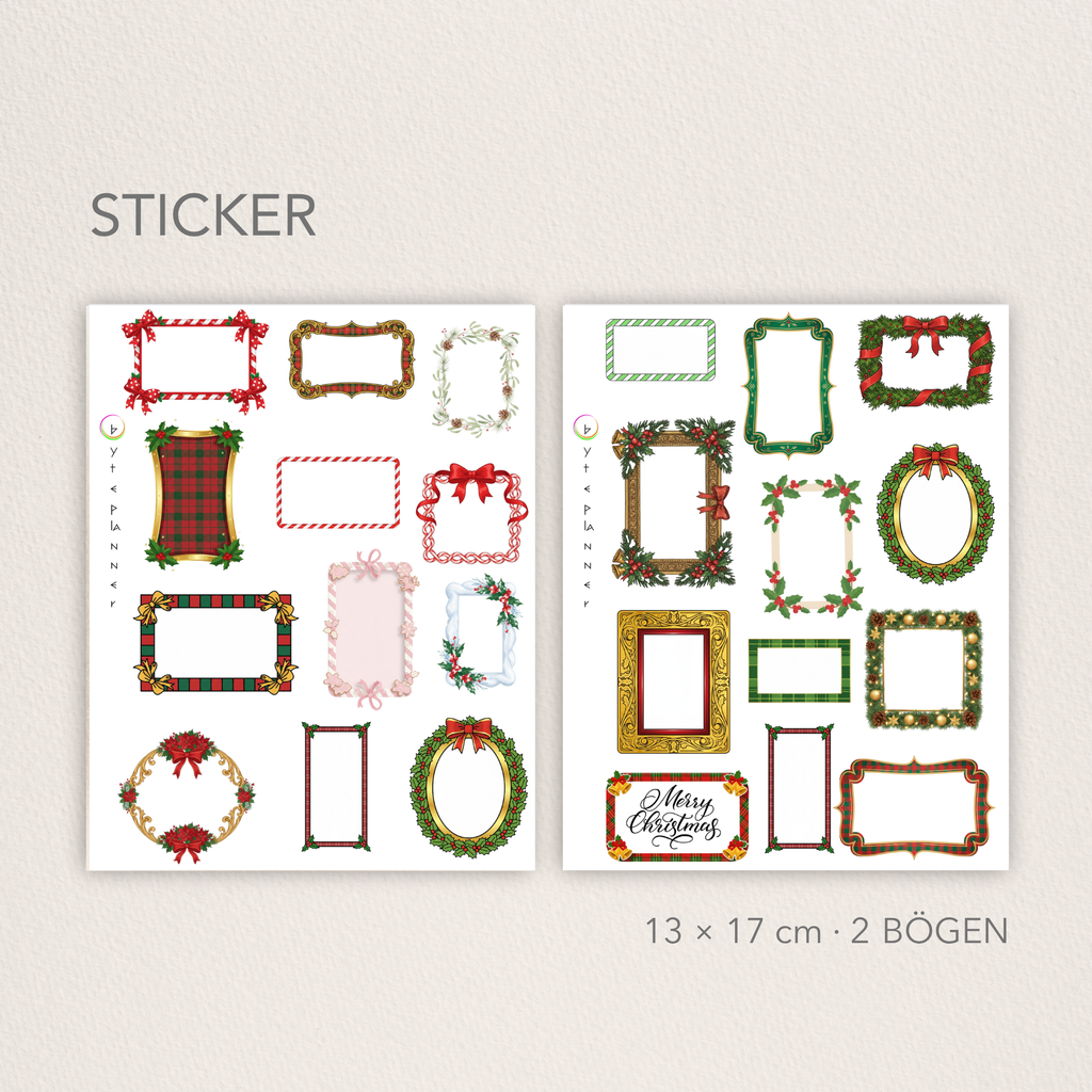 Festliche Winter-Rahmen Sticker | Weihnachtliche Rahmen für Planer und Journal