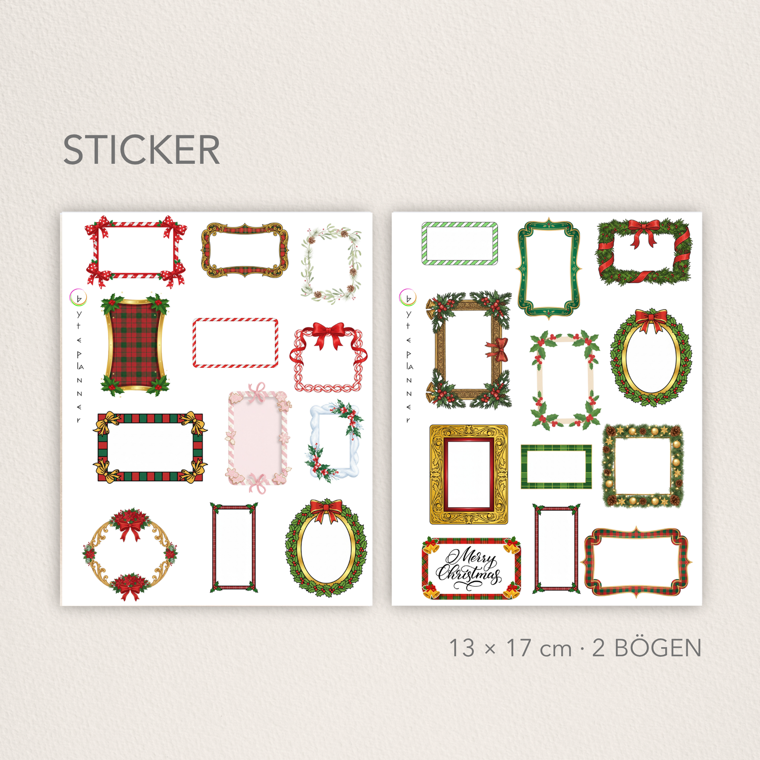 Festliche Winter-Rahmen Sticker | Weihnachtliche Rahmen für Planer und Journal