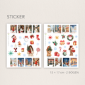 Winterliche Weihnachtssticker Set | Festliche Aufkleber für Planer, Bullet Journal | Schneeflocken, Cafés, Geschenke