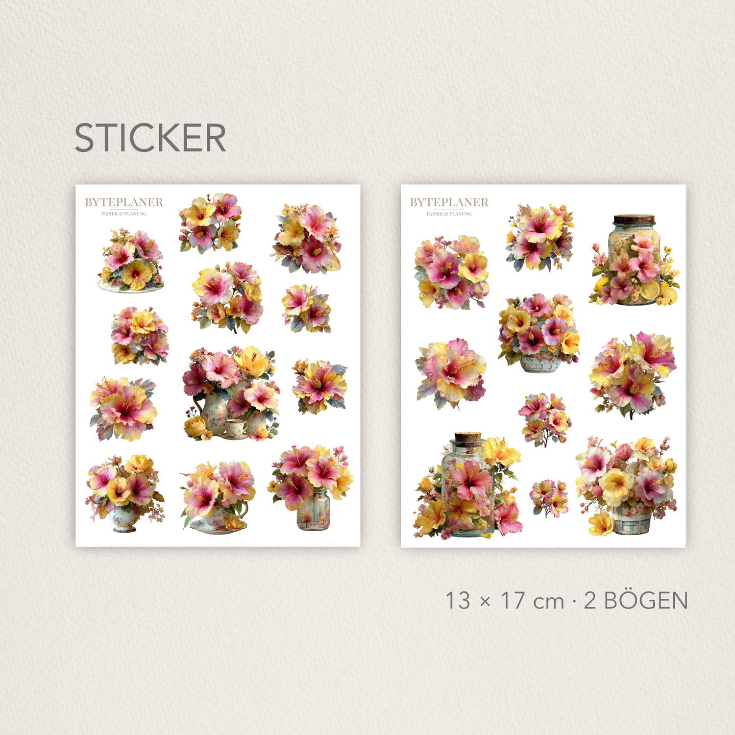 Florales Sticker-Hibiskus Aufkleber für Planer