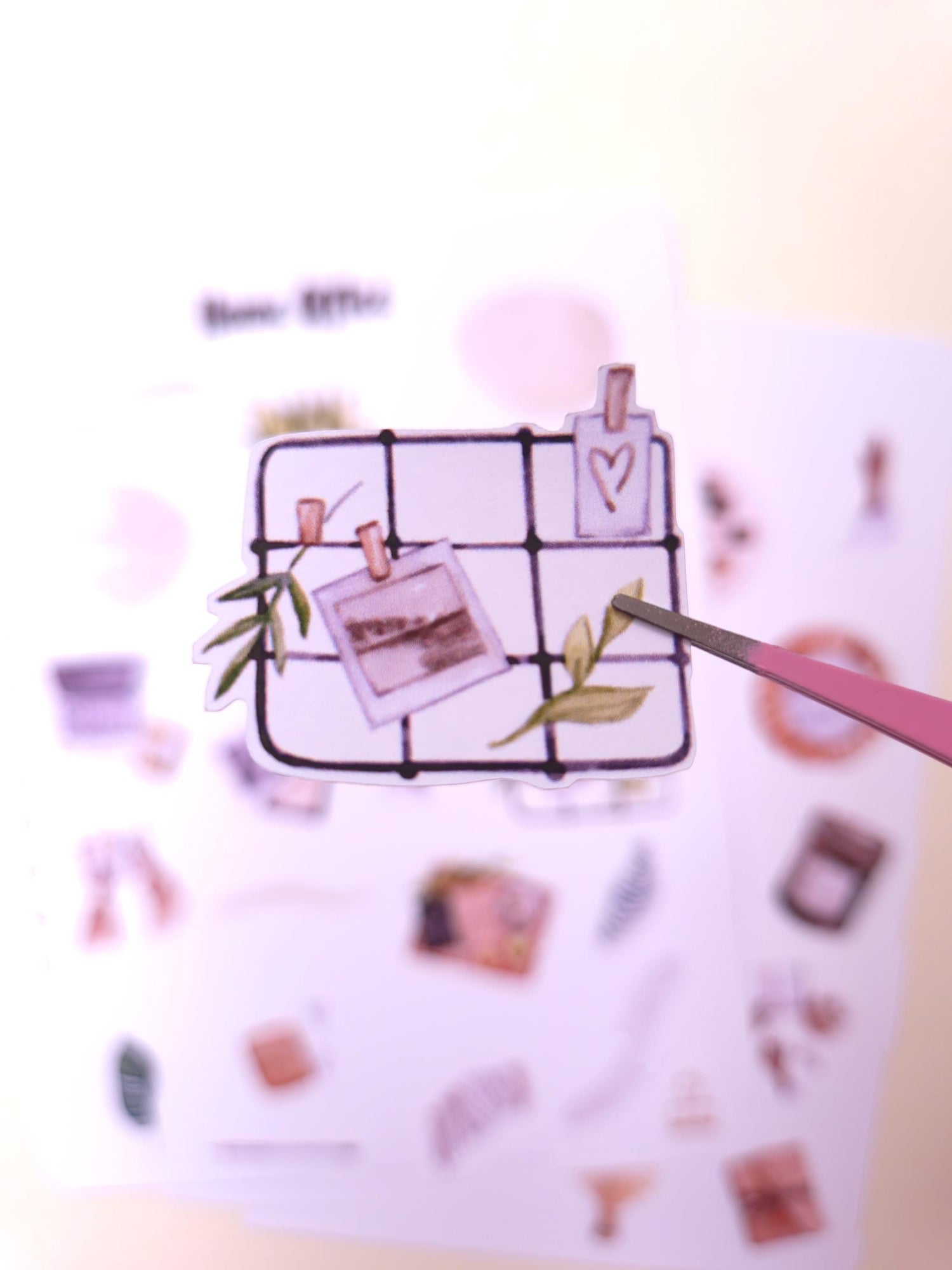 Minimalistische Home Office Sticker mit ästhetischen Aquarell-Illustrationen, ideal für Journaling & kreative Organisation