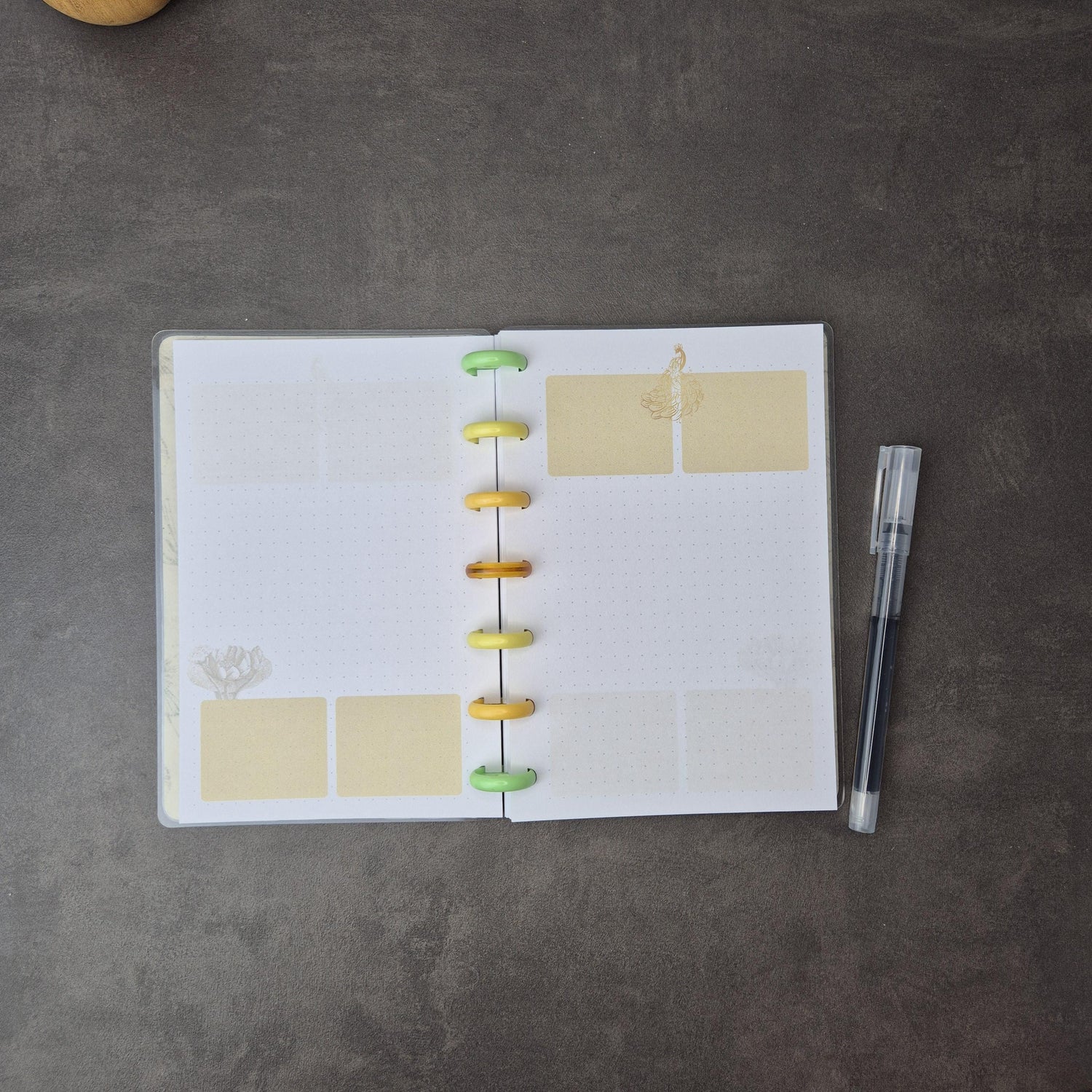 Mini Discbound Notizbuch „Seerosen" – handgemacht, nachfüllbar & minimalistisch