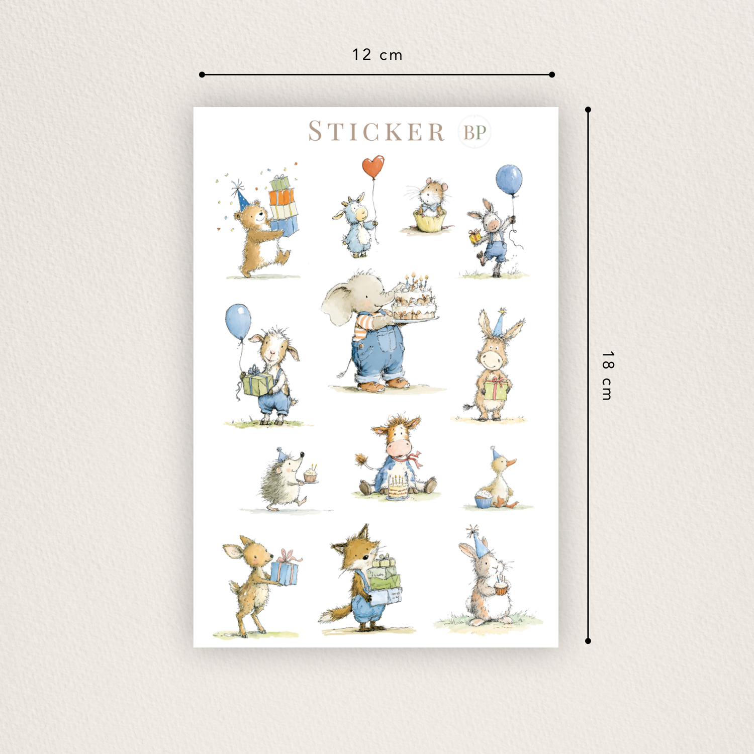 Aquarell-Tiersticker für Geburtstag & Feiern