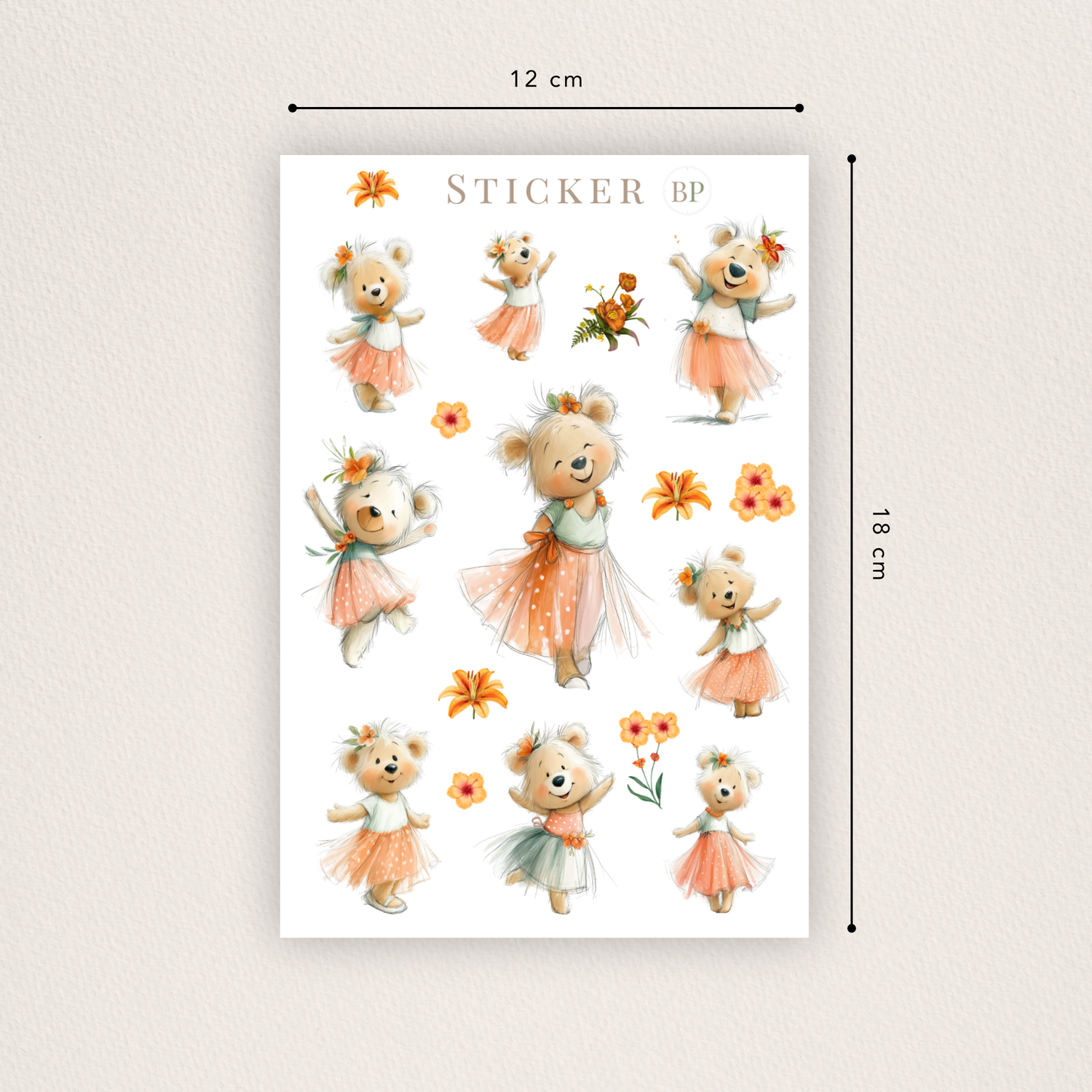 Niedliche Bärchen-Sticker im Aquarell-Stil