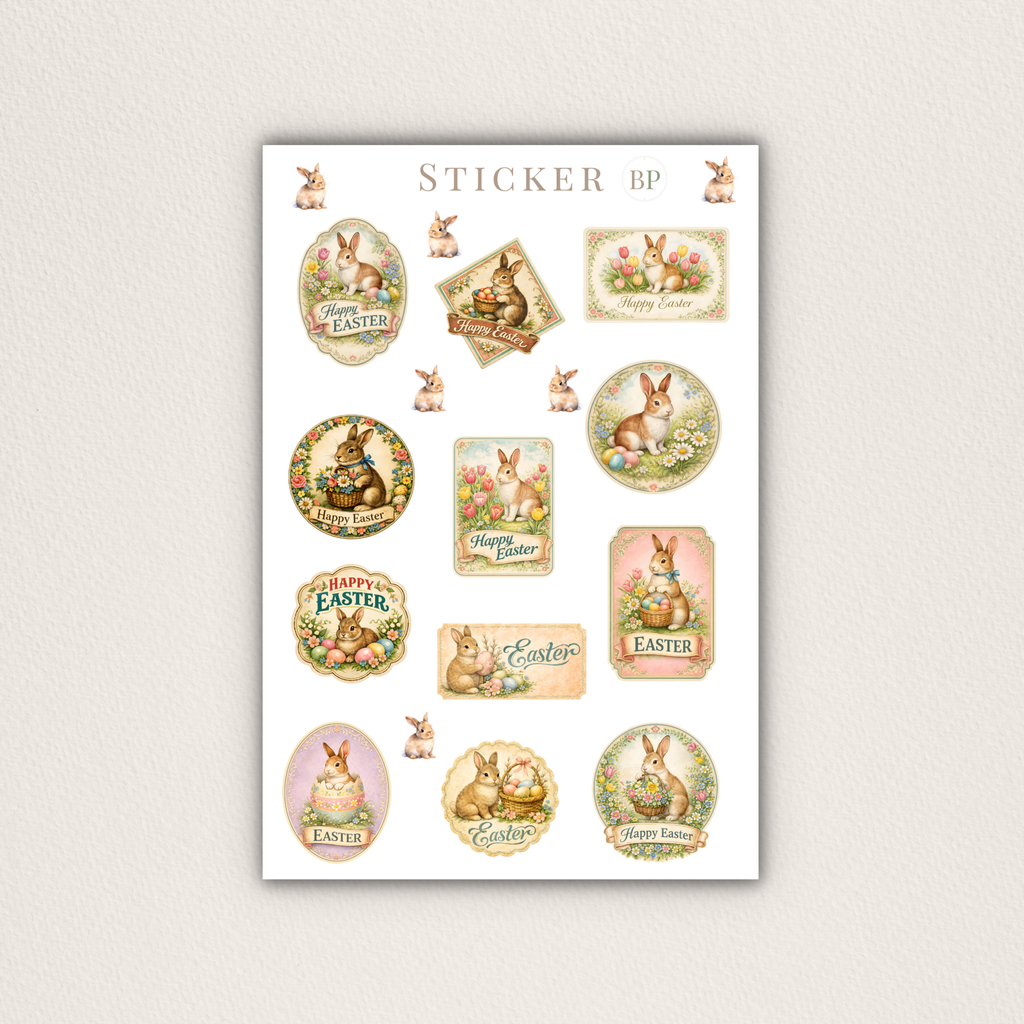 Vintage Oster-Stickerbogen – Shabby Chic