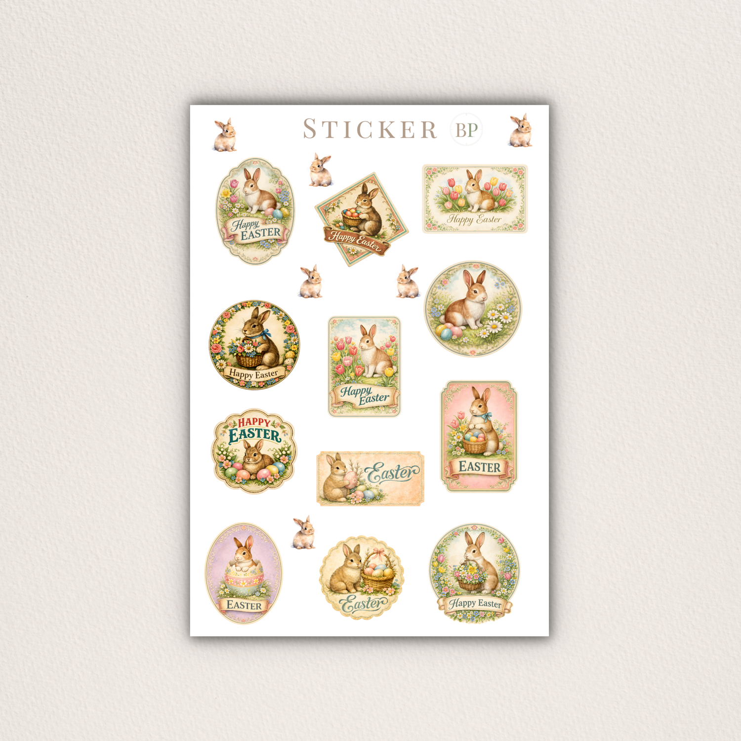 Vintage Oster-Stickerbogen – Shabby Chic