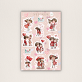 Valentinstag Stickerbogen Aquarell Pärchen und Herzen