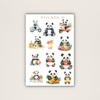 Aquarell-Panda Stickerbogen