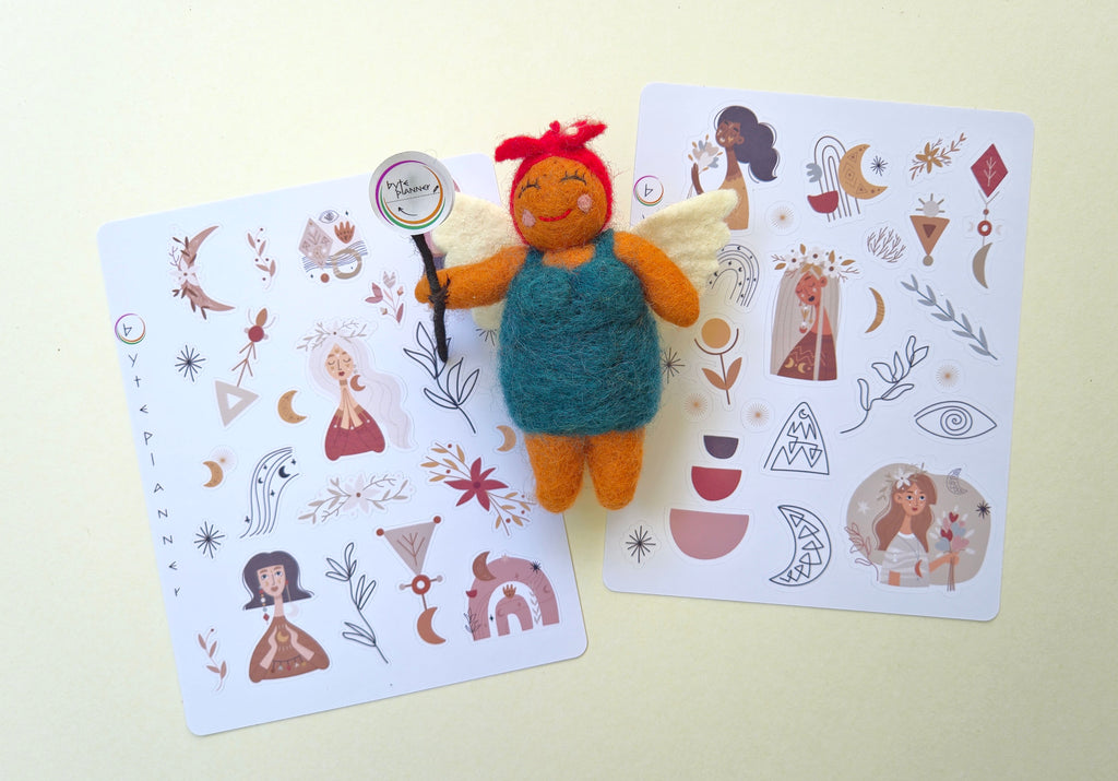 Boho-Stickerset in warmen Neutraltönen – 2 Bögen