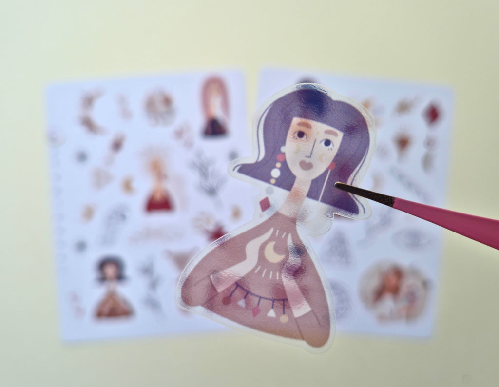 Boho-Stickerset in warmen Neutraltönen – 2 Bögen