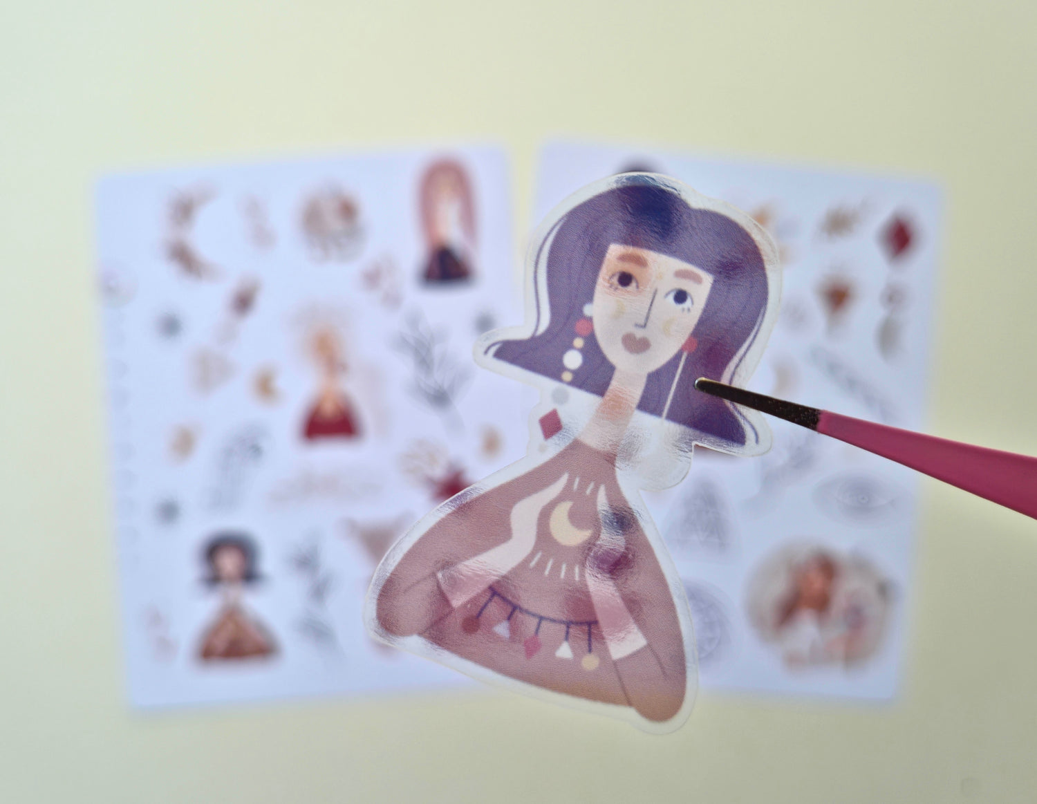 Boho-Stickerset in warmen Neutraltönen – 2 Bögen