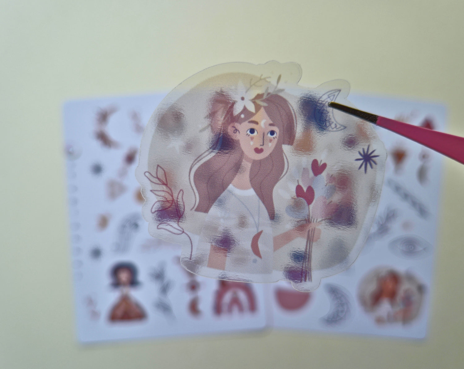 Boho-Stickerset in warmen Neutraltönen – 2 Bögen