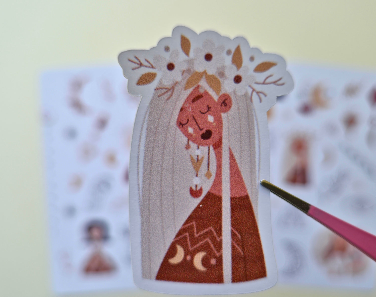 Boho-Stickerset in warmen Neutraltönen – 2 Bögen