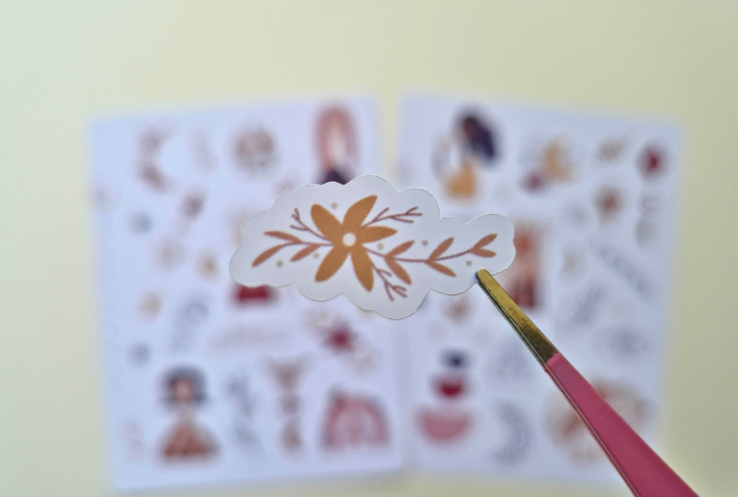 Boho-Stickerset in warmen Neutraltönen – 2 Bögen
