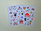 Frühlingssticker mit Insekten, Blumen & Gartenmotiven