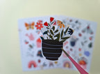 Frühlingssticker mit Insekten, Blumen & Gartenmotiven