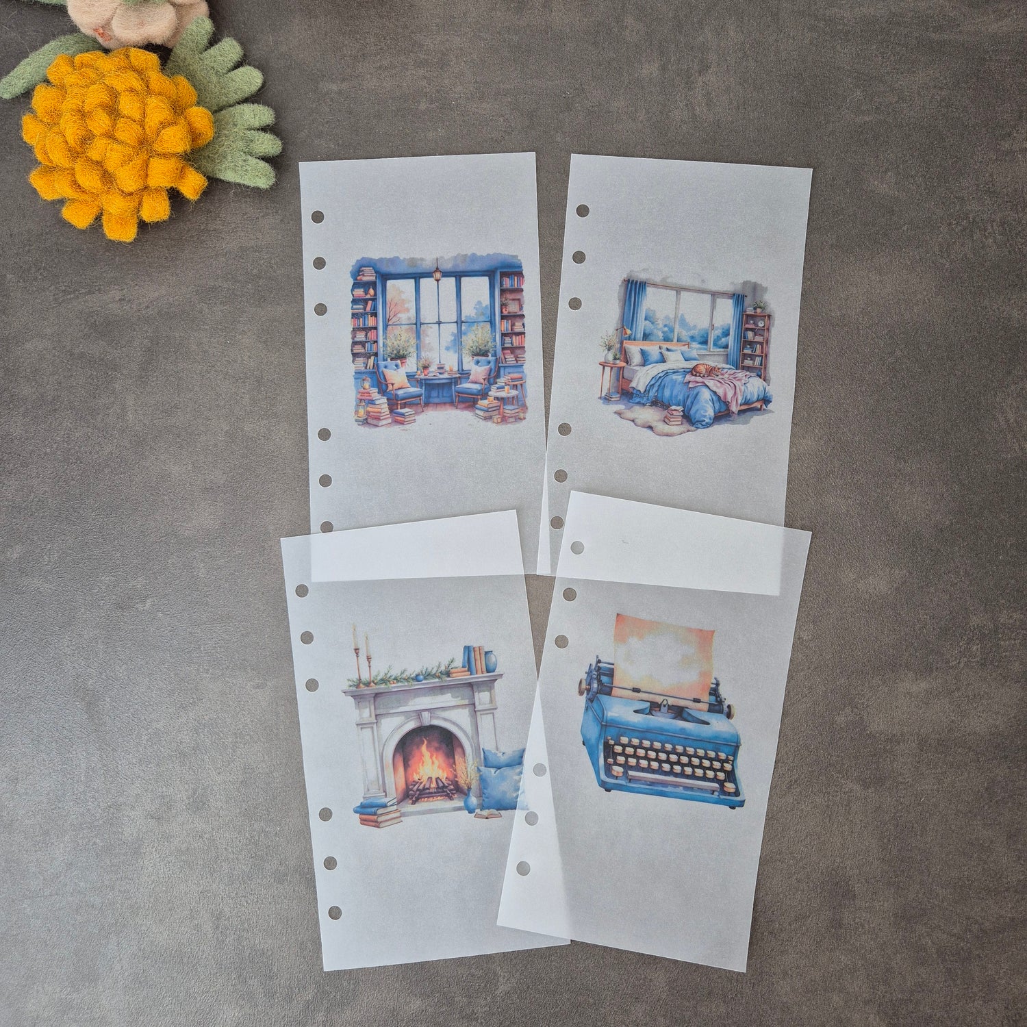 Personal Planners Cozy Winter Vellum Dashboards Set of 4