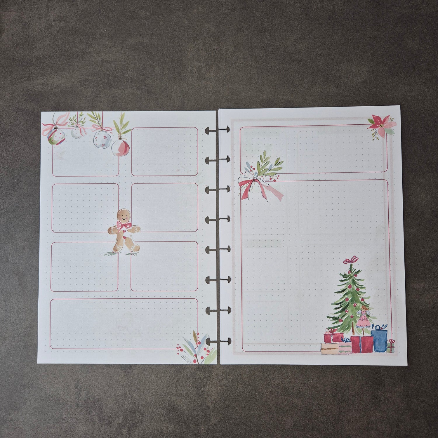 A5 Festliche Bullet Journal Einlagen mit Weihnachtsmotiven