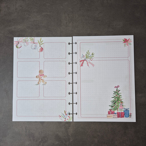 A5 Festliche Bullet Journal Einlagen mit Weihnachtsmotiven