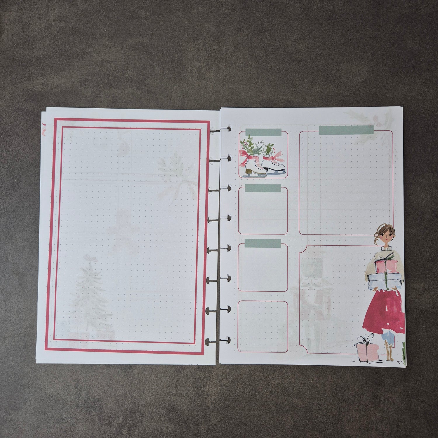A5 Festliche Bullet Journal Einlagen mit Weihnachtsmotiven