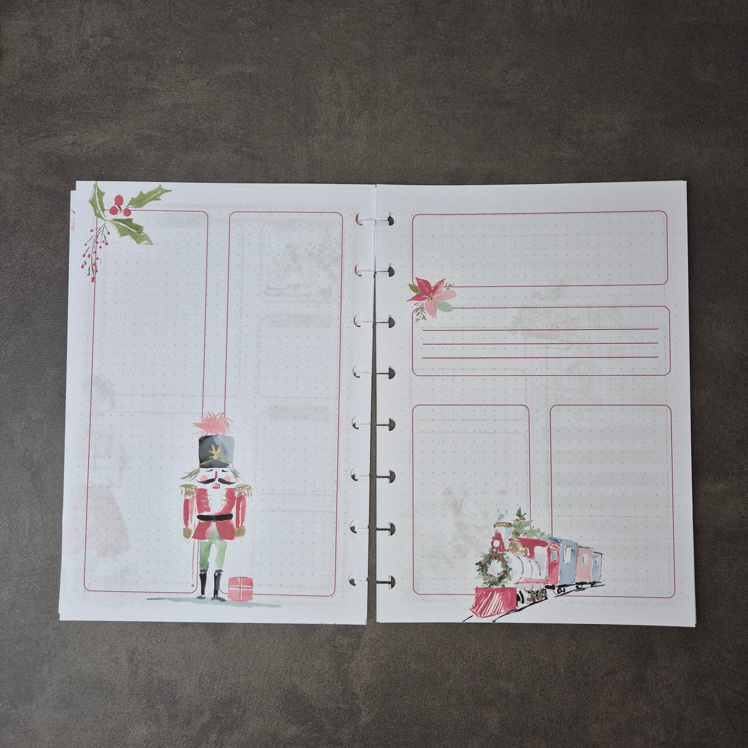 A5 Festliche Bullet Journal Einlagen mit Weihnachtsmotiven