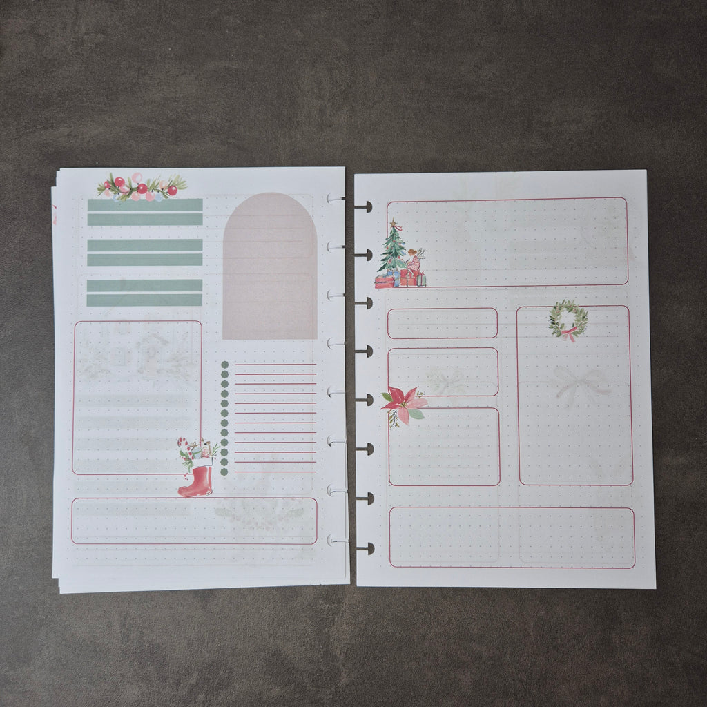 A5 Festliche Bullet Journal Einlagen mit Weihnachtsmotiven