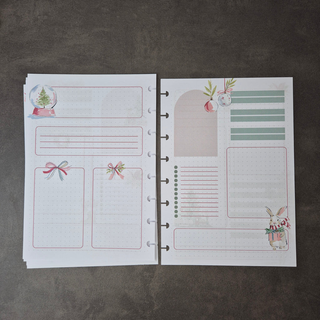 A5 Festliche Bullet Journal Einlagen mit Weihnachtsmotiven