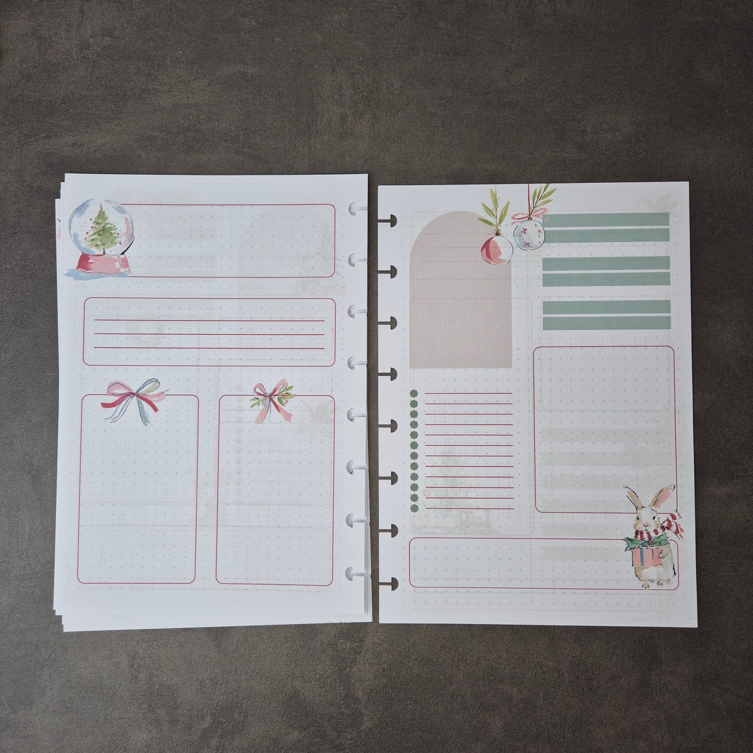 A5 Festliche Bullet Journal Einlagen mit Weihnachtsmotiven