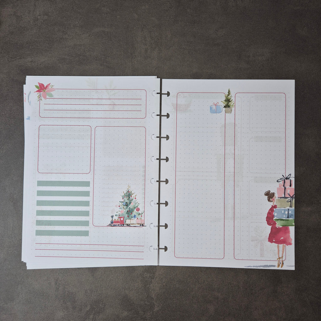 A5 Festliche Bullet Journal Einlagen mit Weihnachtsmotiven