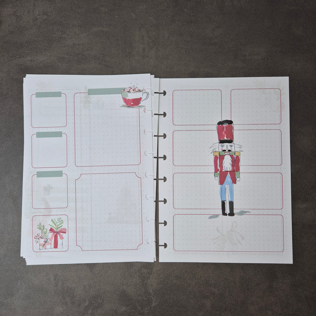 A5 Festliche Bullet Journal Einlagen mit Weihnachtsmotiven