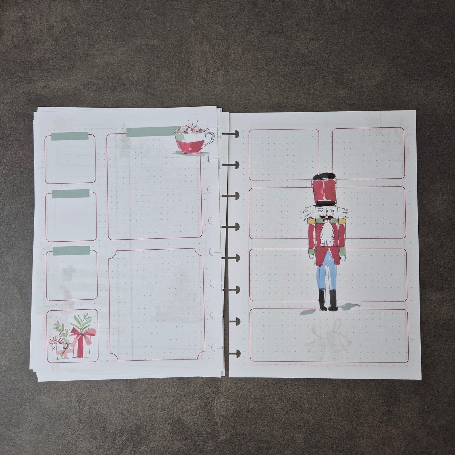 A5 Festliche Bullet Journal Einlagen mit Weihnachtsmotiven