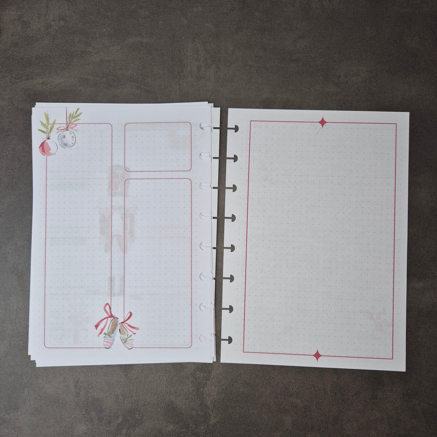 A5 Festliche Bullet Journal Einlagen mit Weihnachtsmotiven