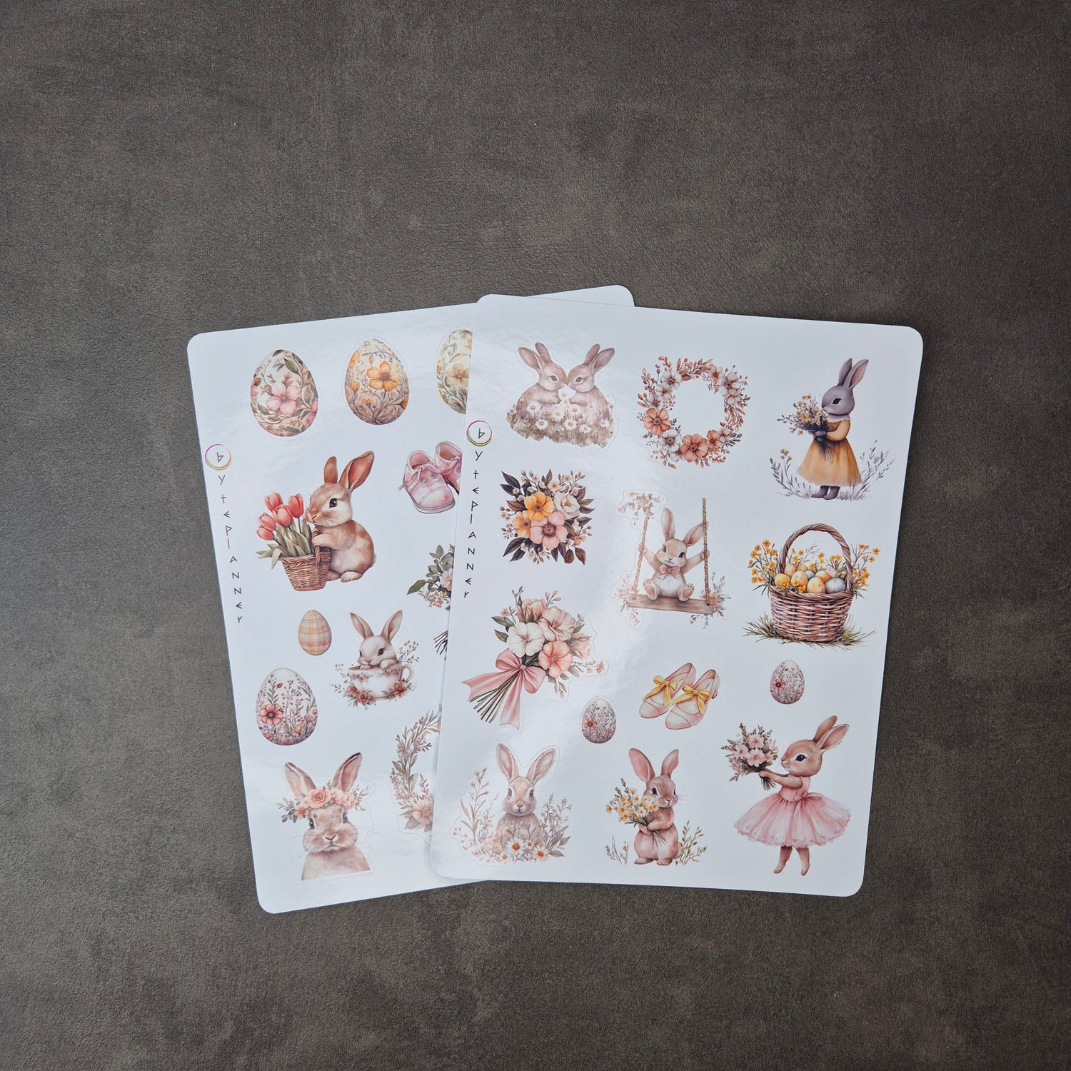 Frühlingshafte Oster-Sticker im Cottage-Core-Stil