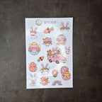 Oster-Stickerbogen in Pastellfarben