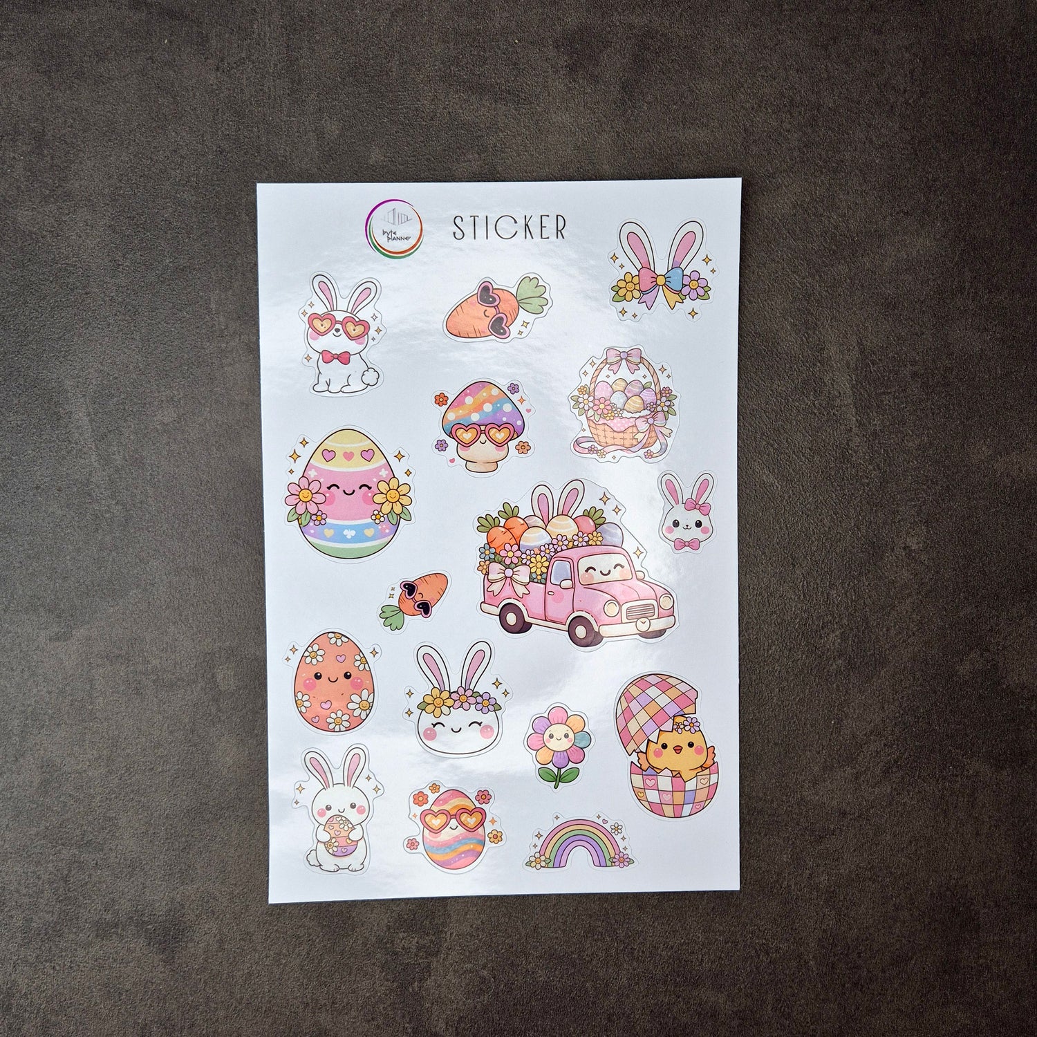 Oster-Stickerbogen in Pastellfarben