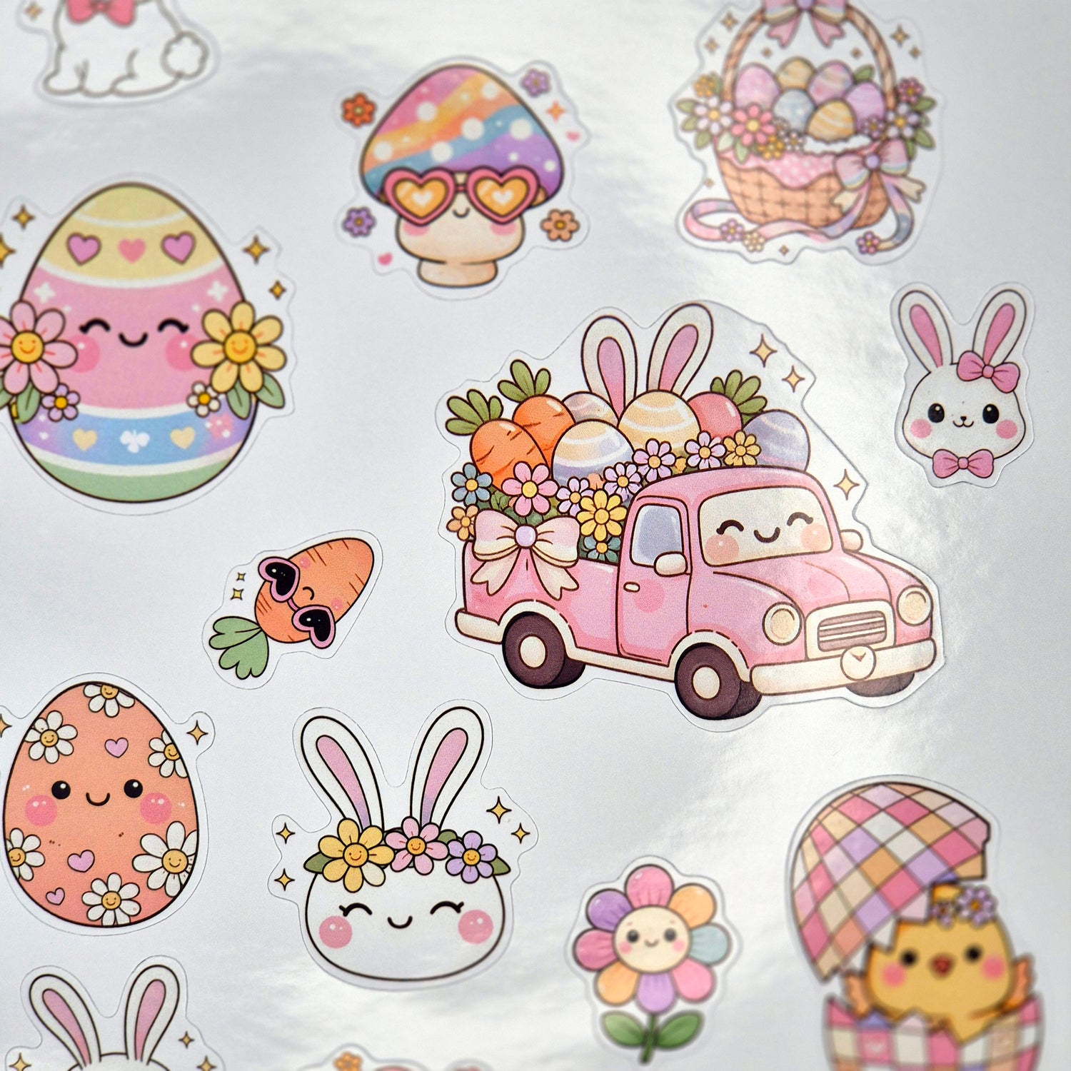 Oster-Stickerbogen in Pastellfarben