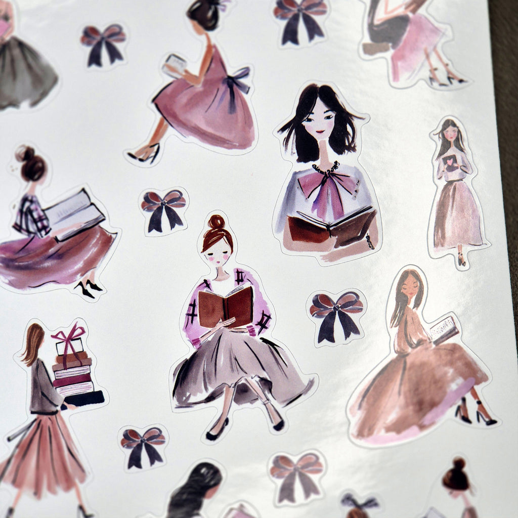 Aquarell-Sticker für Buchliebhaber & Planer-Junkies