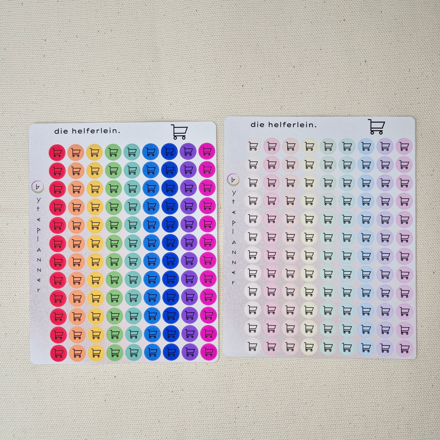 Einkaufsorganisation Sticker | Wöchentliche Einkaufsliste | Bunte Einkaufswagen Aufkleber