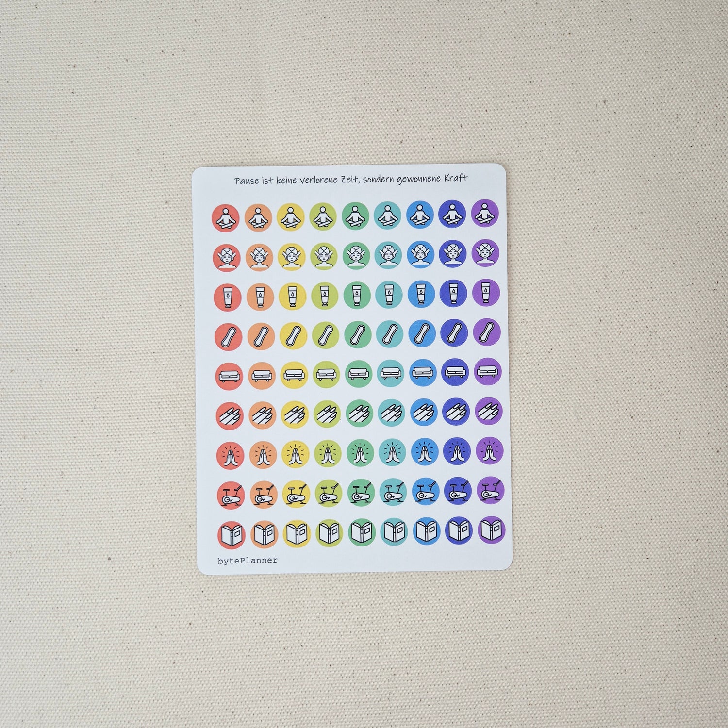 Selbstpflege Sticker Regenbogen Icons