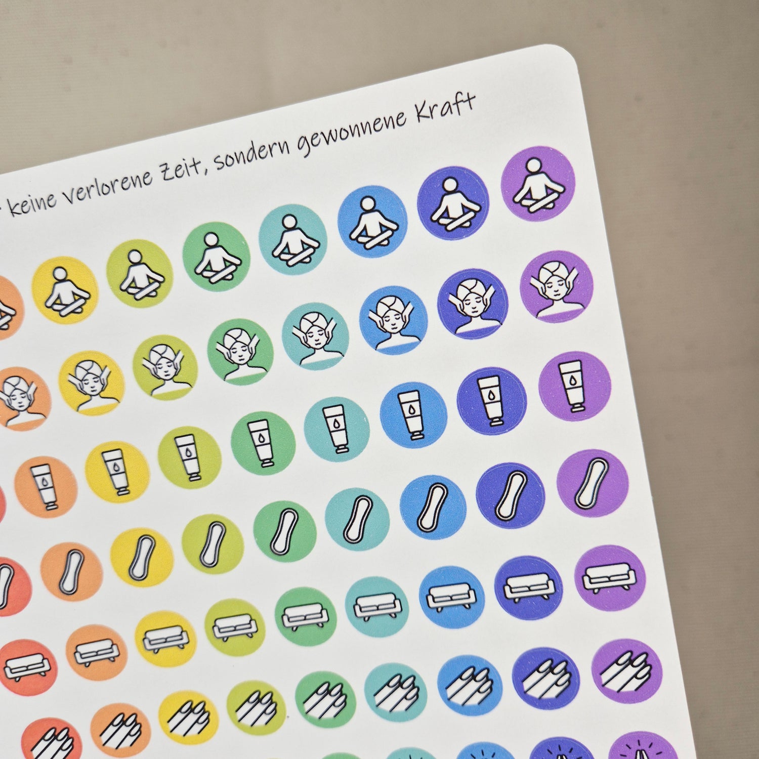 Selbstpflege Sticker Regenbogen Icons