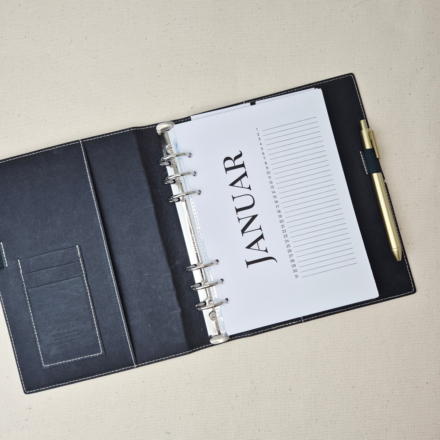 Handgemachte Dashboard-Set für Filofax & Discplaner – 12 Monate Übersicht im minimalistischen Design
