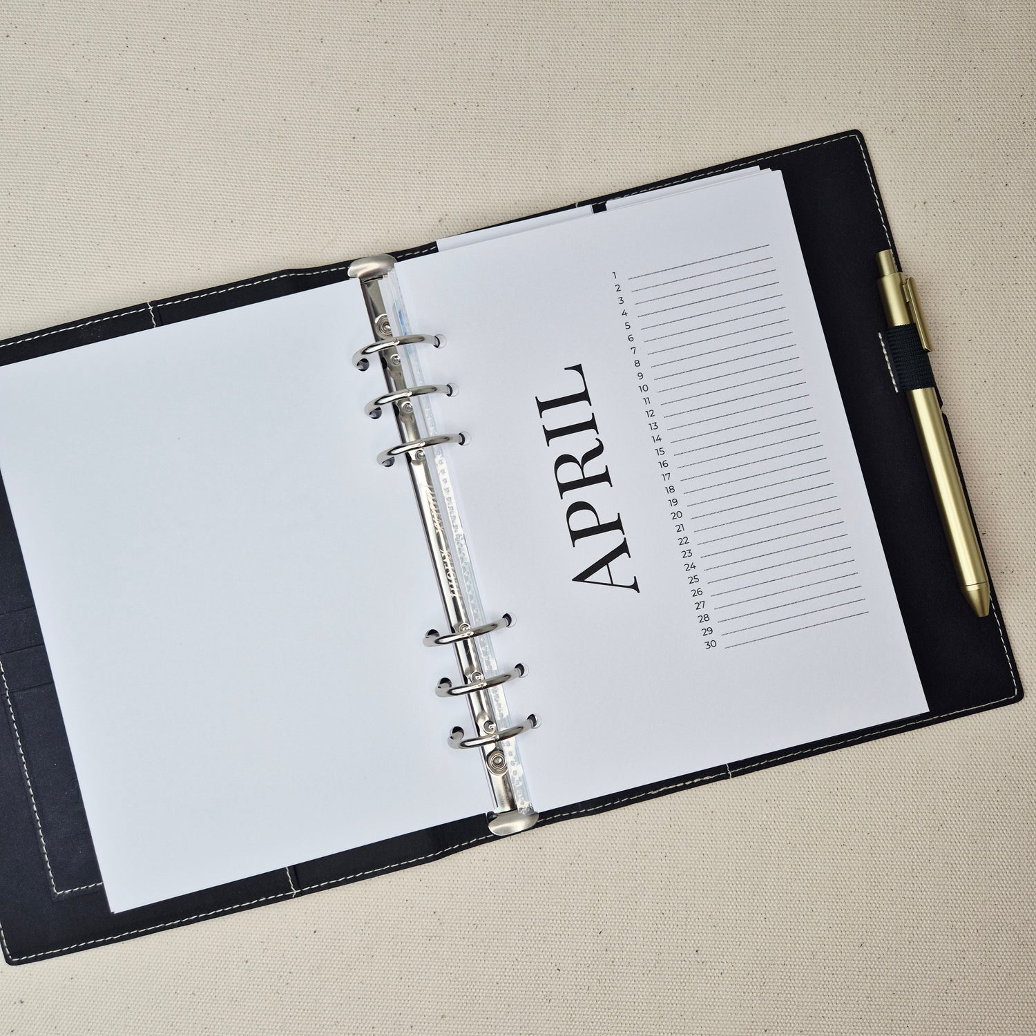 Handgemachte Dashboard-Set für Filofax & Discplaner – 12 Monate Übersicht im minimalistischen Design