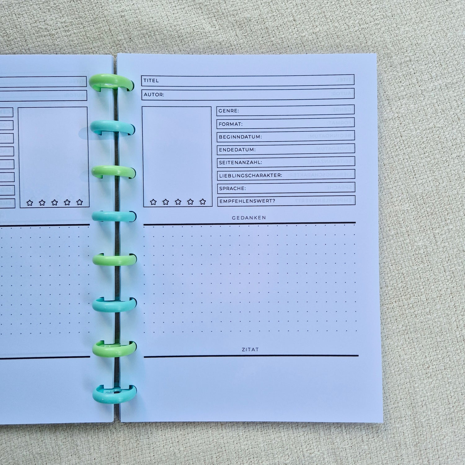 Lesetagebuch Buchjournal für Buchclub
