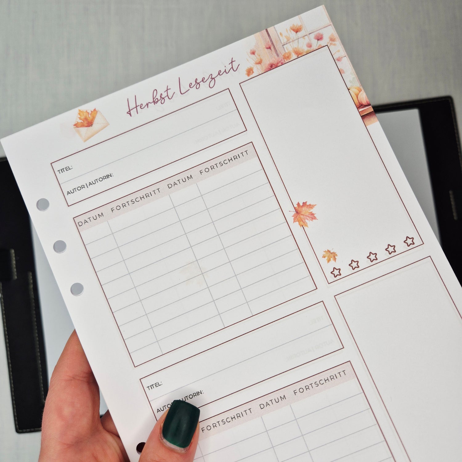 Herbstliche Lesejournal-Einlagen