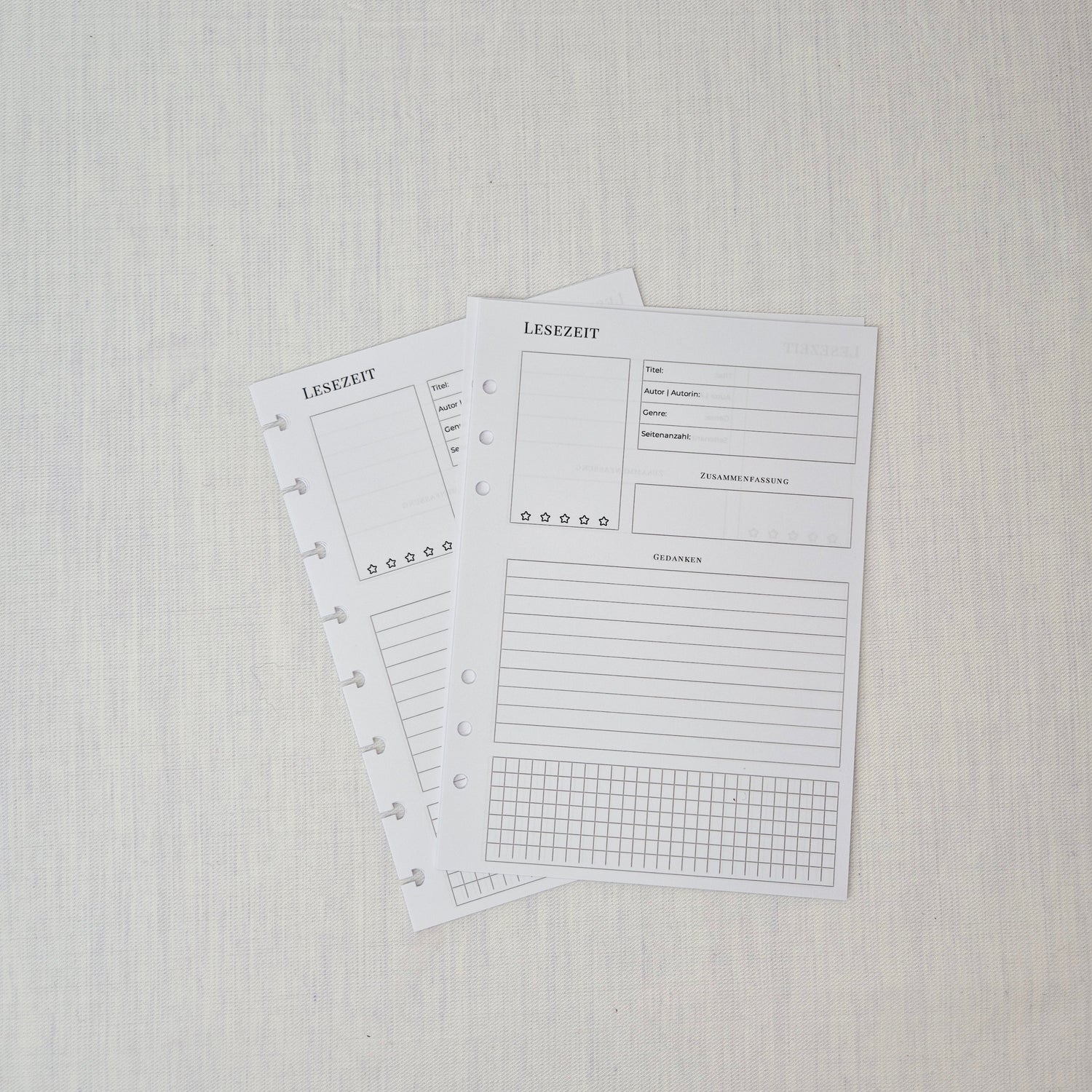 Minimalistische Lesejournal Einlagen Ersatzblätter