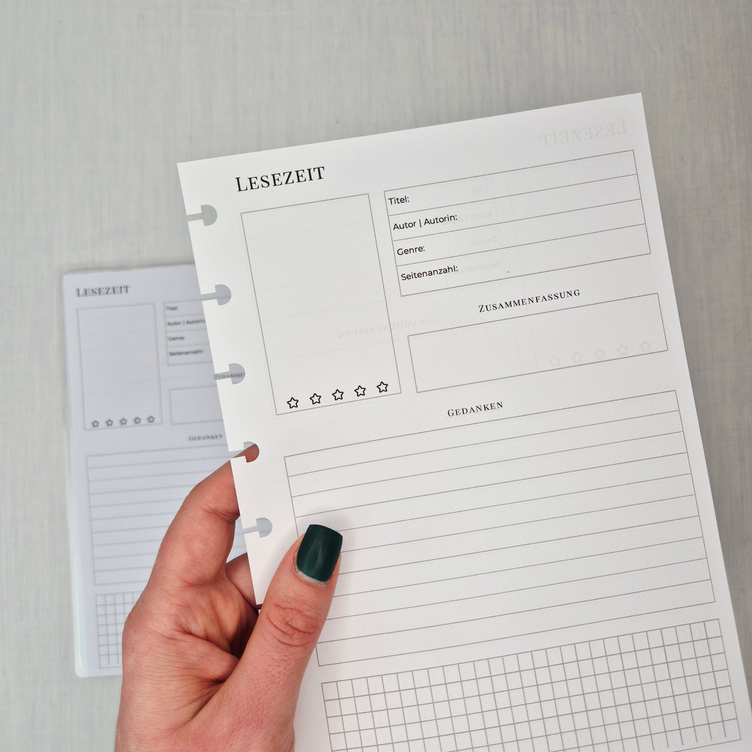 Minimalistische Lesejournal Einlagen Ersatzblätter